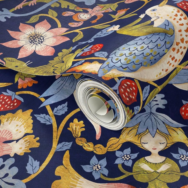 Victorian Wallpaper - Victorian-Fairytale By Gaiamarfurt - William Morris Inspiration Removable Self Adhesive Wallpaper Roll by Spoonflower image 3