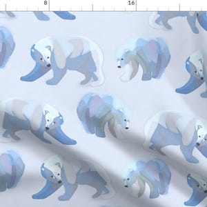 Polar Bear Fabric - Glacier Bears Medium Scale By Elisabethnoel - Polar Watercolor Geo Bear Cotton Fabric By The Yard With Spoonflower