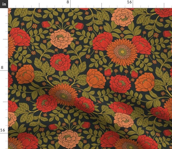 Vintage Garden Fabric Botanical Pattern by Somecallmebeth - Etsy