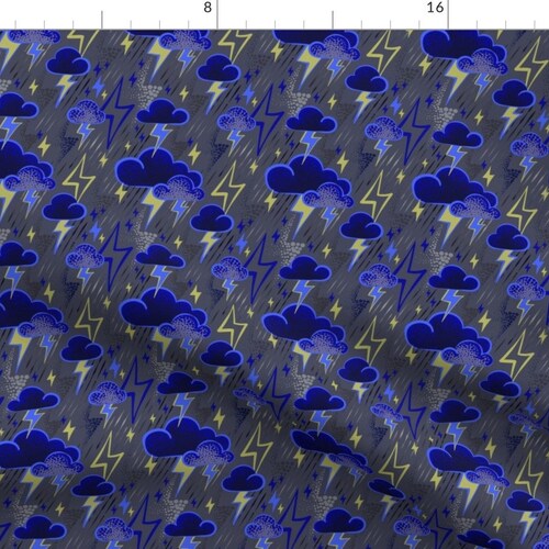 Lightning Storm Fabric Lightning Grey/blue by Andreaalice Etsy
