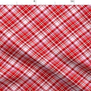 Valentines Day Fabric - Valentine's Day Plaid By Parisbebe - Red Pink Stripes Love Home Decor Cotton Fabric By The Yard With Spoonflower