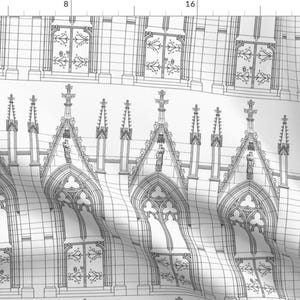Black And White Architecture Fabric - Church Door By Peacoquettedesigns - Cathedral Door Cotton Fabric By The Yard With Spoonflower