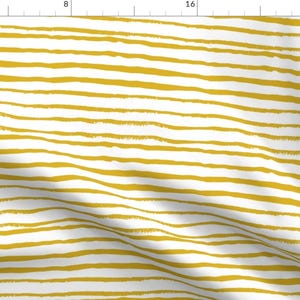 Stripes Fabric - Stripes Mustard Hand Painted By Charlottewinter - Striped Baby Nursery Decor Cotton Fabric By The Yard With Spoonflower