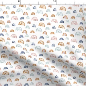 Rainbow Fabric - Scattered Earth Tone Watercolor Rainbows By Anniemontgomerydesign - Rainbow Cotton Fabric By The Yard With Spoonflower