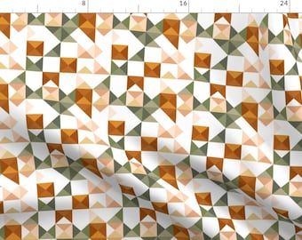 Autumn Patchwork Fabric - Geometric Abstract Triangle by paperondesign - Geometric Barn Quilt Abstract  Fabric by the Yard by Spoonflower