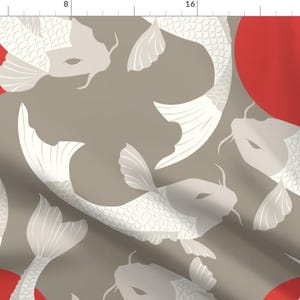 Carp Koi Fish Fabric - Koi Fish Pattern By Bluelela - Carp Koi Fish Zen Garden Fish Pond Japan Cotton Fabric By The Yard With Spoonflower