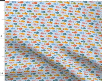 Little Fish Apparel Fabric - Micro Scale Colourful Fish  by pruemelanie_ - Summer Beach Whimsical Fun Cute Clothing Fabric by Spoonflower