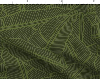 Tropical Leaf Fabric - Banana Leaves by nightblooming_cereus - Dark Green Tropical Jungle Summer Fabric by the Yard by Spoonflower