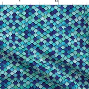 Dragon Fabric - Dragon Scales - Blue By Littlearrowdesign - Dragon Scales Blue Green Boy Teal Cotton Fabric By The Yard With Spoonflower