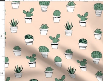 Potted Succulents Fabric - Potted Succulents By Littlearrowdesign - Boho Succulents Home Decor Cotton Fabric By The Yard With Spoonflower