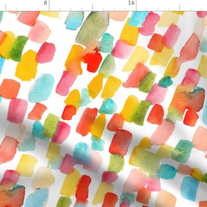 Watercolor Strokes Fabric - Rainbow Breeze by miraparadies - Multicolor Dots Colorful Summer Hand Painted  Fabric by the Yard by Spoonflower