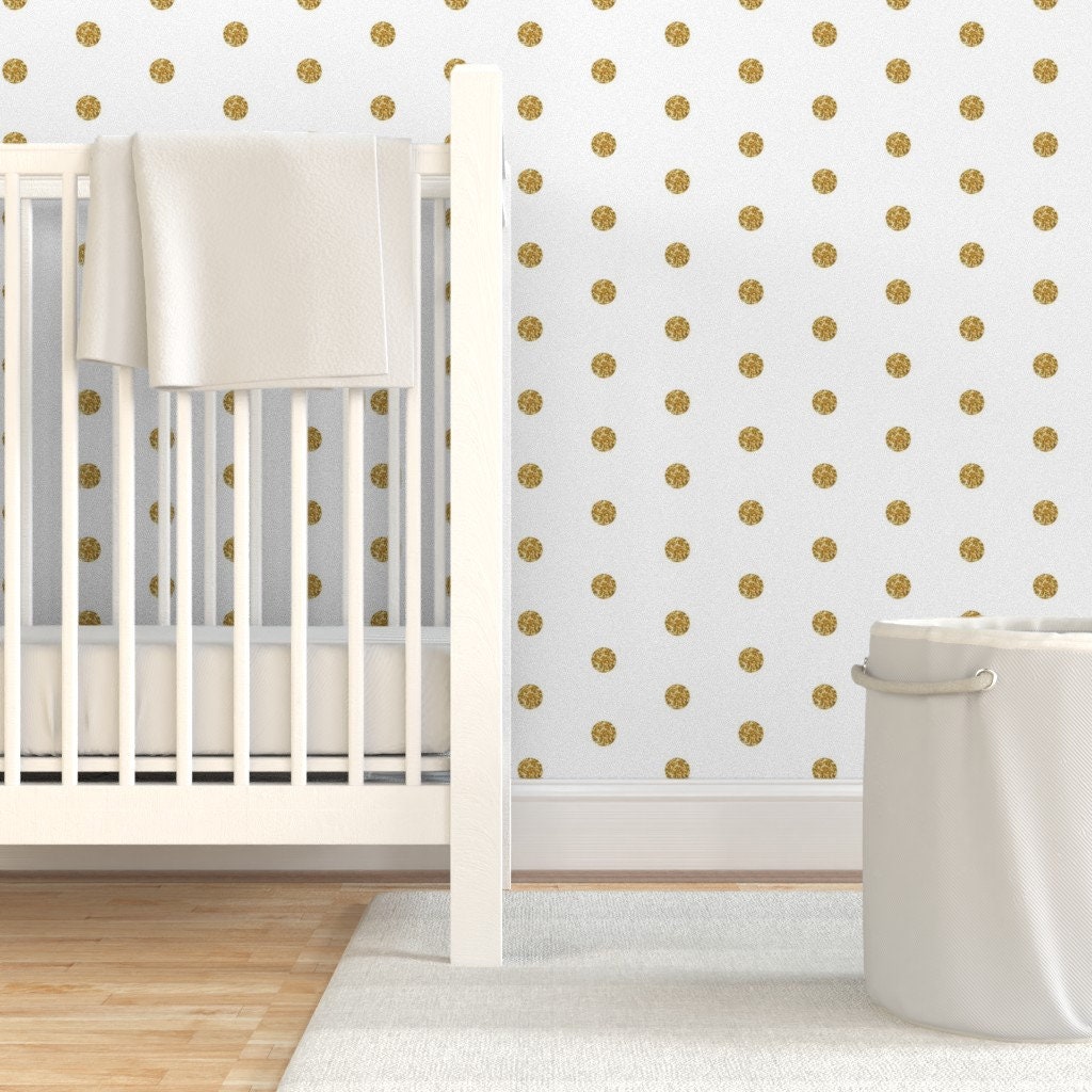 Modern Wallpaper Polka Dot in Gold Glitter by Willow Lane Etsy