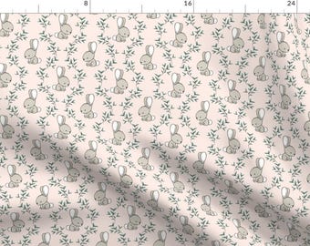Easter Bunny Fabric - Cute Bunnies Pale Pink Easter Spring By Littlearrowdesign - Spring Baby Woodland Animals Pink Fabric With Spoonflower