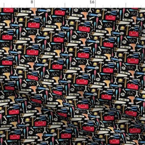 Tools Fabric - Tools By Gingerlous - DIY Handyman Worker Blue Collar Craftsman Create Woodwork Cotton Fabric By The Yard With Spoonflower