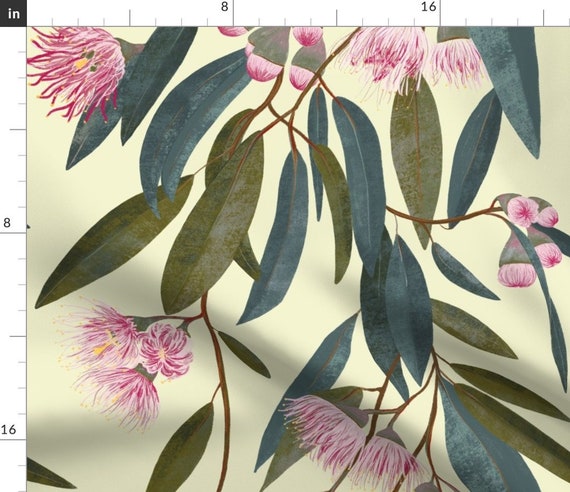  Spoonflower Fabric - Painted Eucalyptus Australian Flora  Botanical Garden Watercolor Nature Printed on Minky Fabric by The Yard -  Sewing Baby Blankets Quilt Backing Plush Toys