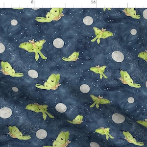 Watercolor Lunar Moths Fabric - Lunar Moth By Artfully Minded - Watercolor Moths Nursery Decor Cotton Fabric By The Yard With Spoonflower