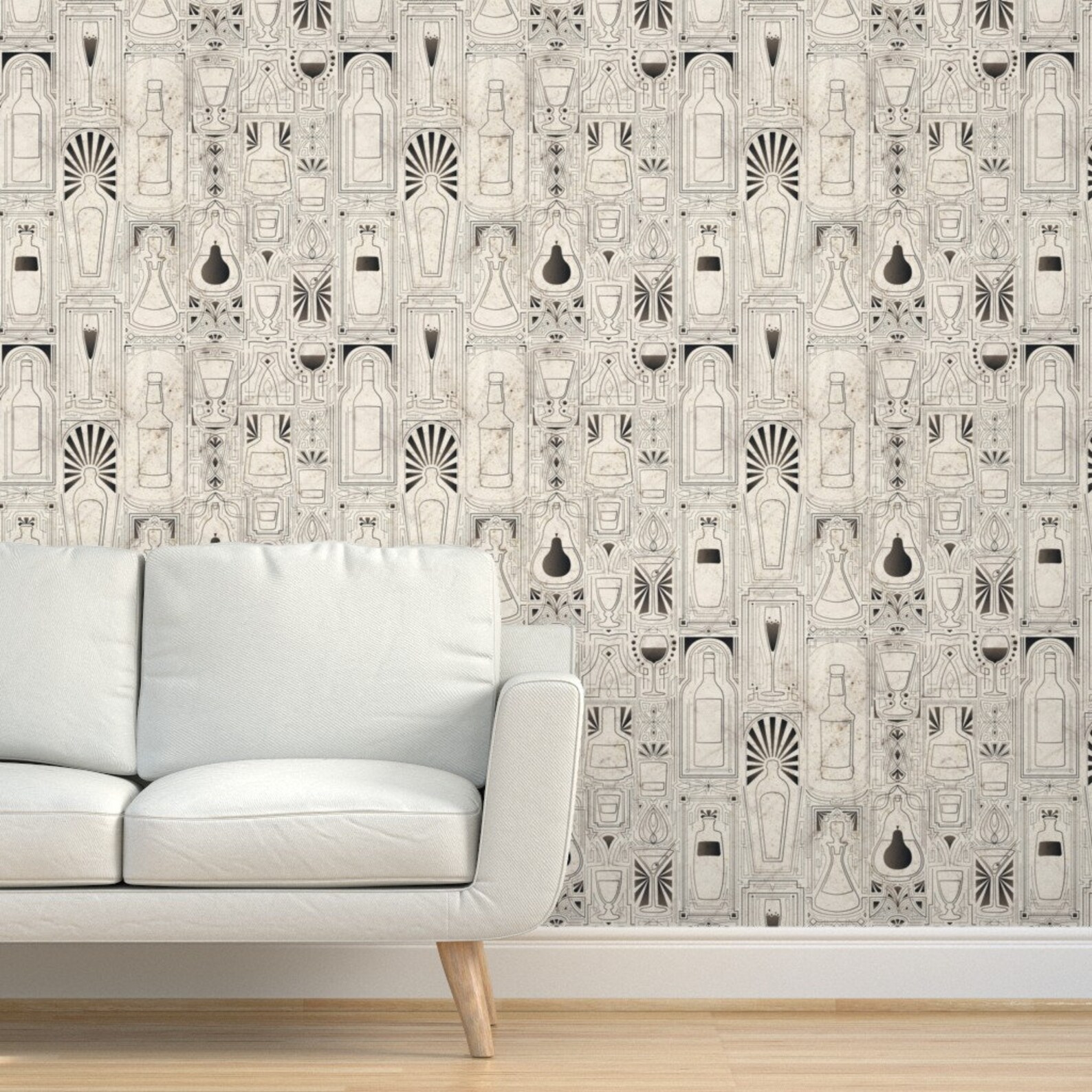 Vintage Bottles Wallpaper Bottles Glasses by Miyatake - Etsy