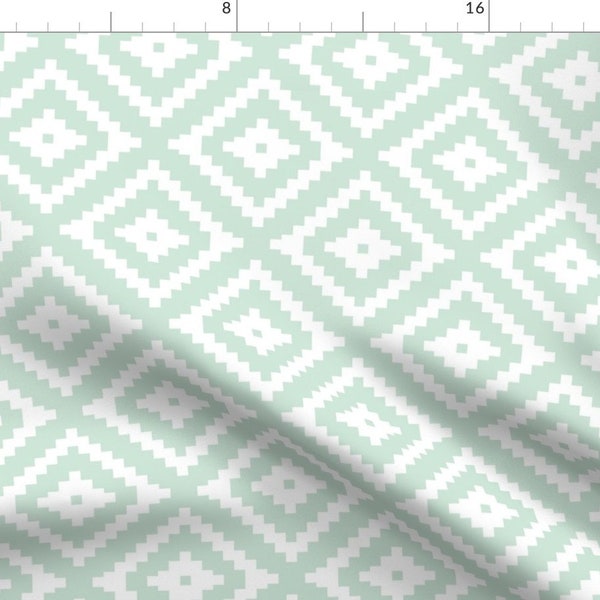 Aztec Fabric - Aztec // Mint By Littlearrowdesign - Aztec Cotton Fabric By The Yard With Spoonflower