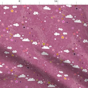 Stars In The Clouds Fabric - Stars Coordinate For Rose Linen Mermaids By Nouveau Bohemian - Sky Cotton Fabric By The Yard With Spoonflower
