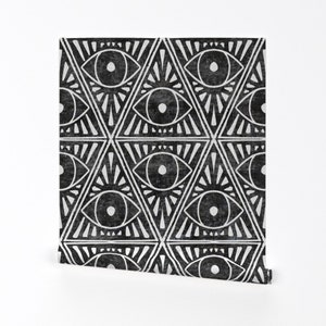 Geometric Eye Wallpaper - Zodiac Magic Eye Dark Small By Holli Zollinger - Custom Printed Removable Adhesive Wallpaper Roll by Spoonflower