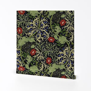 William Morris Removable Peel and Stick Wallpaper - Victorian Antique Vintage - Wall Art Wall Decor - Vintage Morris by salvagescapes