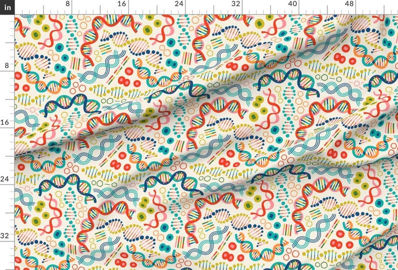 Biology Dna Fabric - Dna on Creme (large) by Heleen_vd_thillart ...