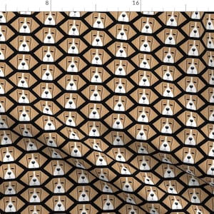 Beagle Fabric - Honeycomb Beagles By Dunnspun - Beagle Geometric Dog Pet Animal Black White Brown Cotton Fabric By The Yard With Spoonflower