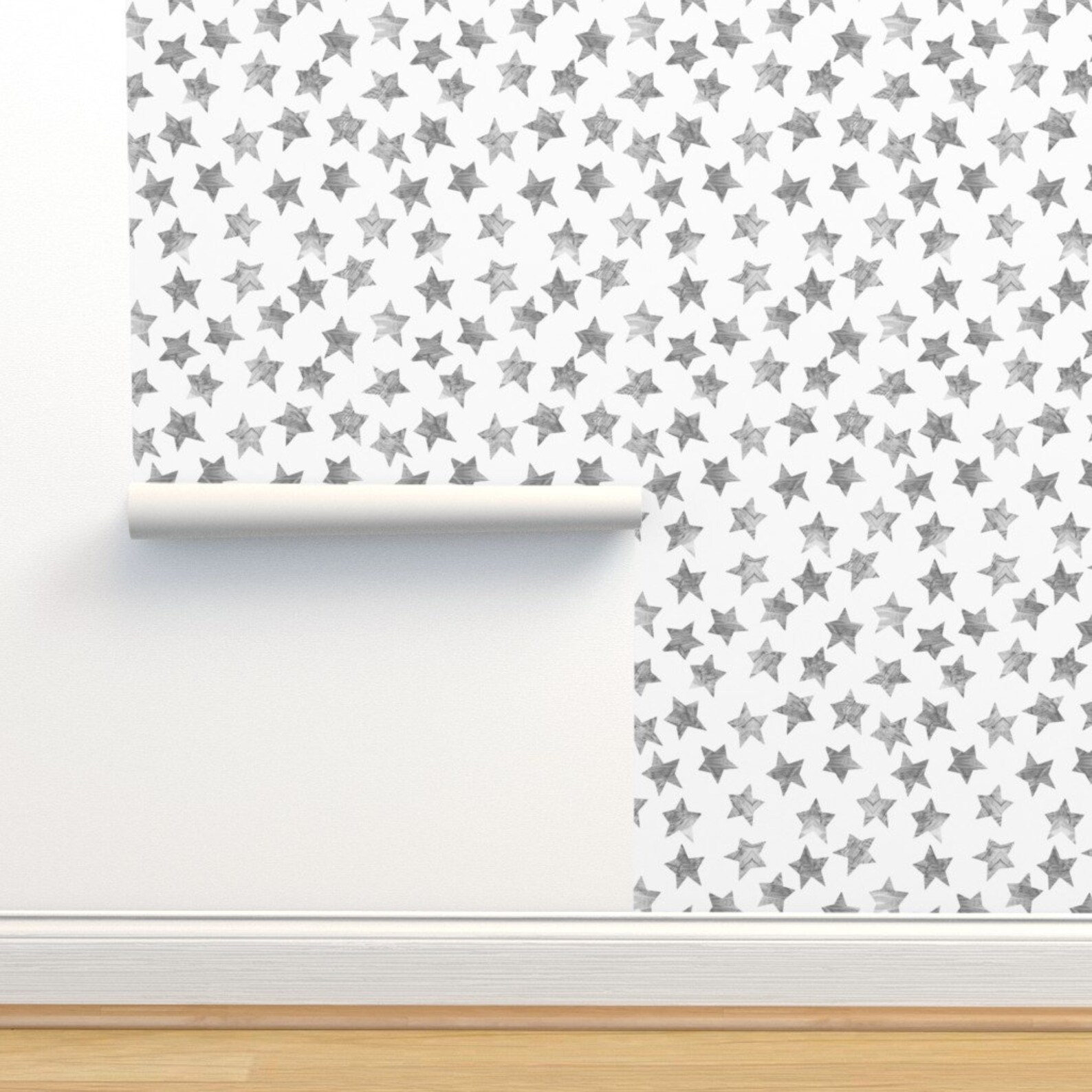 Gray Star Wallpaper Starry Watercolor Dreams in Grey by Etsy