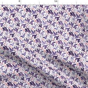 Small Scale Purple Watercolor Fabric - Dragon Fire Purple Super Small By Adenaj - Small Scale Cotton Fabric By The Yard With Spoonflower