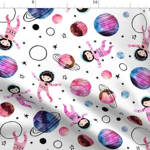 Galaxy Astronaut Outer Space Fabric - Awesome Astronauts By Tatiabaurre - Astronaut Kids Room Cotton Fabric By The Yard With Spoonflower