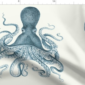Vintage Octopus Fabric - Octopus In Sea by willowlanetextiles - Squid Nautical Coastal Kraken Steampunk Fabric by the Yard by Spoonflower
