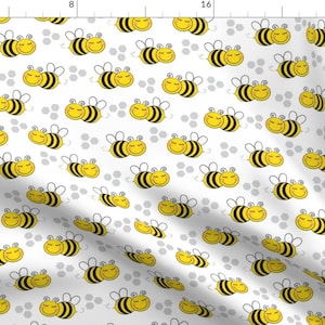 Happy Bees Fabric - Bees-With-Hexagons By Lilcubby - Summer Honeybees Nursery Decor Cotton Fabric By The Yard With Spoonflower