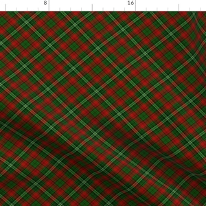 Christmas Plaid Fabric - Green & Red Tartan By Charlottewinter - Red Green Diamond Check Holiday Cotton Fabric By The Yard With Spoonflower