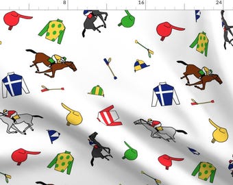 Equestrian Horse Kentucky Derby Fabric - Derby Days By Ragan - Kentucky Derby Cotton Fabric By The Yard With Spoonflower