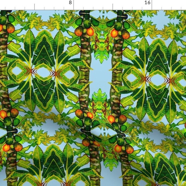 Tropical Fabric - Frond Of Tropicals By Chinaberries Studio - Tropical Green Palm Trees Coconut Cotton Fabric By The Yard With Spoonflower