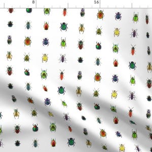 Beetle Fabric - Beetlemania On White By Jellymania -Beetles Insects Bugs Nature WIldlife Colorful Cotton Fabric By The Yard With Spoonflower