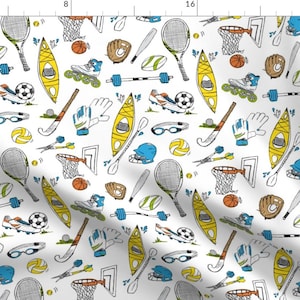 Sports Fabric - Get Active - Sports By Revista - Swimming Soccer Field Hocky Weight Lifting Sport Cotton Fabric By The Yard With Spoonflower