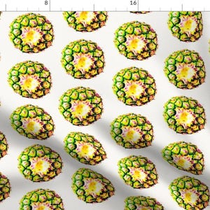 Pineapple Bottoms Fabric - Pineapple Rounds By Daniellereneefalk - Watercolor Summer Pineapple Cotton Fabric By The Yard With Spoonflower