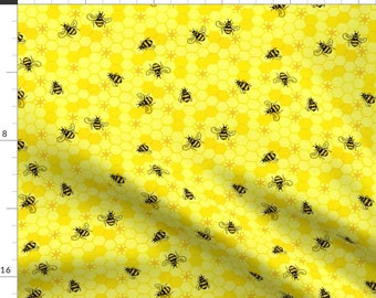 Honeycomb Fabric - Honeycomb With Stars And Bees By Catnelson - Stars Bees Honeycomb Yellow Black Cotton Fabric By The Yard With Spoonflower