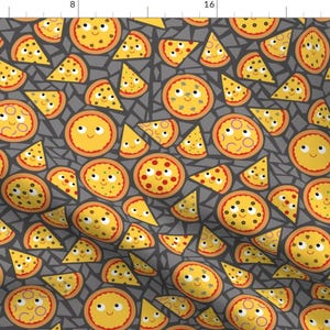 Pizza Fabric - Pizza Party By Heidikenney - Kitsch Kawaii Pizza Cotton Fabric By The Yard With Spoonflower Fabrics