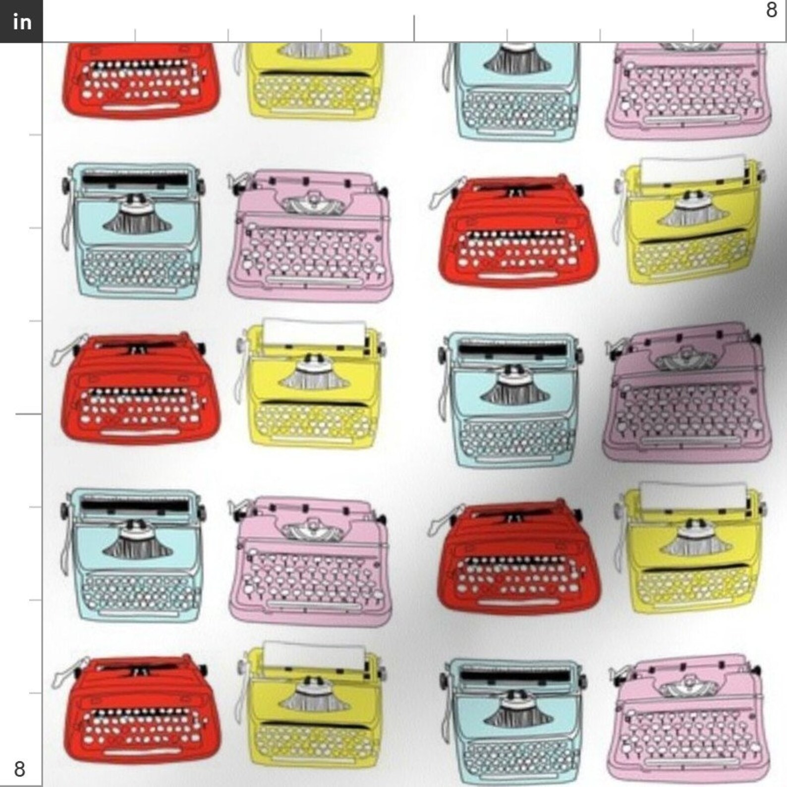 Typewriter Fabric Typewriters Mixed Small by Curious Nook Etsy