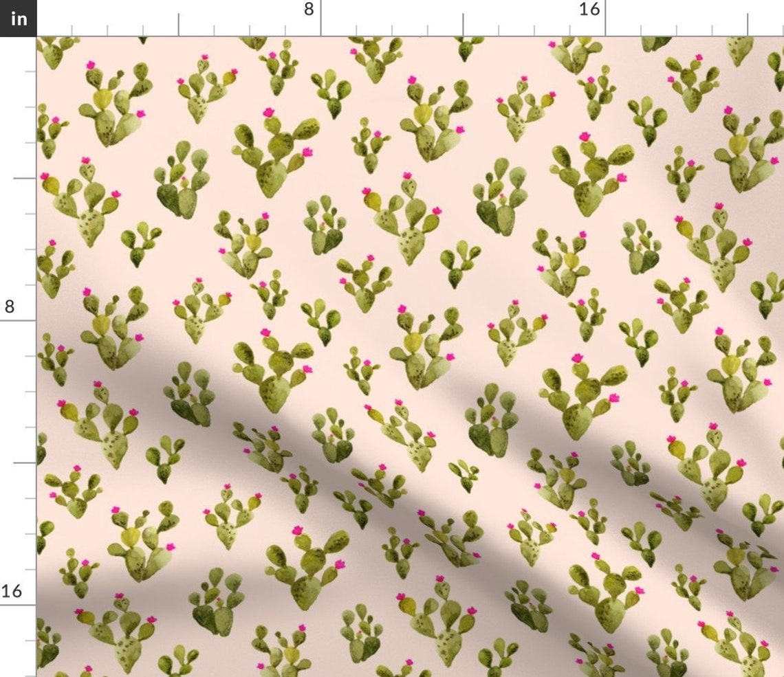 Blush Boho Cactus Fabric Prickly Pear Blush by Mintpeony Etsy