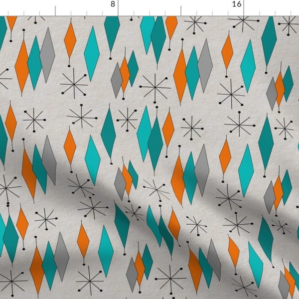 Retro Fabric - Mid-Century Modern Diamond Pattern By Mid-Century - Vintage Modern Fabric With Spoonflower