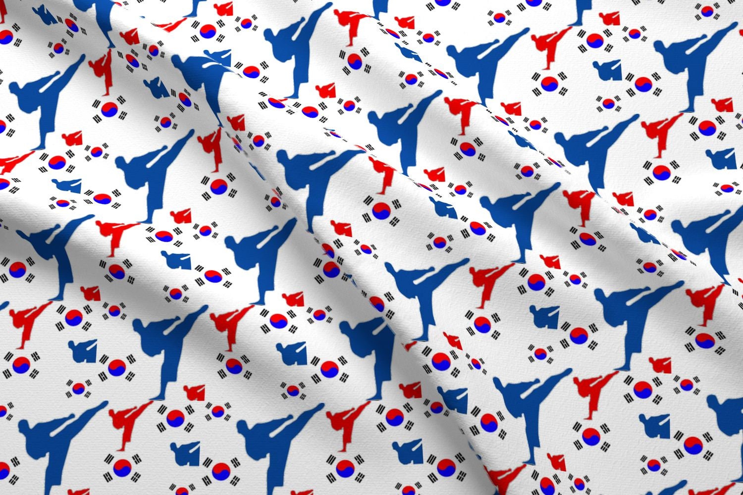 Martial Arts Fabric Taekwondo Red White Blue Korea By Dsa Etsy