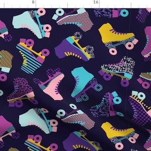 Skates Fabric - Roller Disco Skates Ditsy by allieleigh - Roller Skate Skating Rink 1980s Retro Nostalgia Fabric by the Yard by Spoonflower