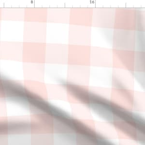 Light Pink Plaid Fabric - Buffalo Check Light Peachy Pink By Theartwerks - Light Pink Gingham Cotton Fabric By The Yard With Spoonflower