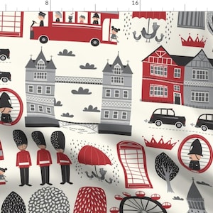 London Fabric - London Calling Conversational By Stacyiesthsu - London UK Great Britain England Cotton Fabric By The Yard With Spoonflower