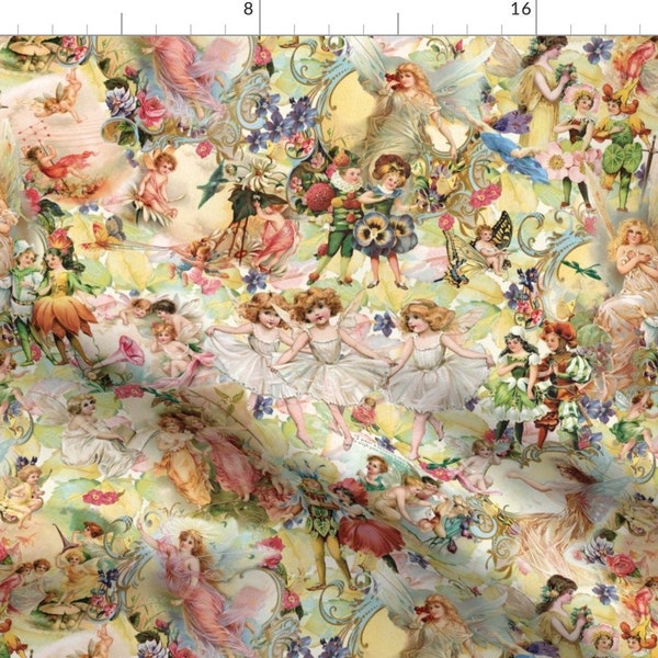 Vintage Flower Fairy Fabric - Flower Fairies And Garden Fairies2 By Carolyn Grossman - Fairy Cotton Fabric By The Yard With Spoonflower