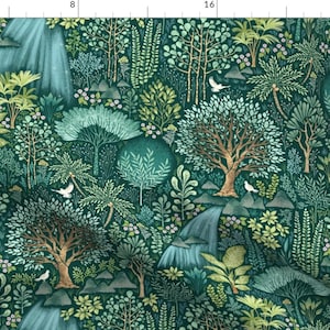 Emerald Forest Fabric - Emerald Eden By Catalinakim - Woodland Forrest Nursery Upholstery Decor Cotton Fabric By The Yard With Spoonflower