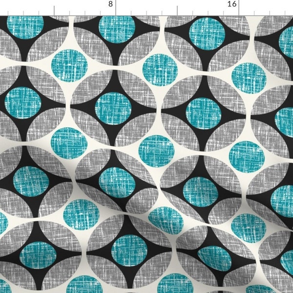 Geometric Fabric - Turquoise Blue + Lightly Pickled By Su G ©Suschaefer By Su G - Home Decor Cotton Fabric By The Yard With Spoonflower